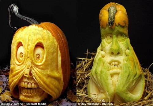 Esculturas sinistras em aboboras mas com uma perfeição surpreendente Esculturas sinistras em aboboras mas com uma perfeição surpreendente