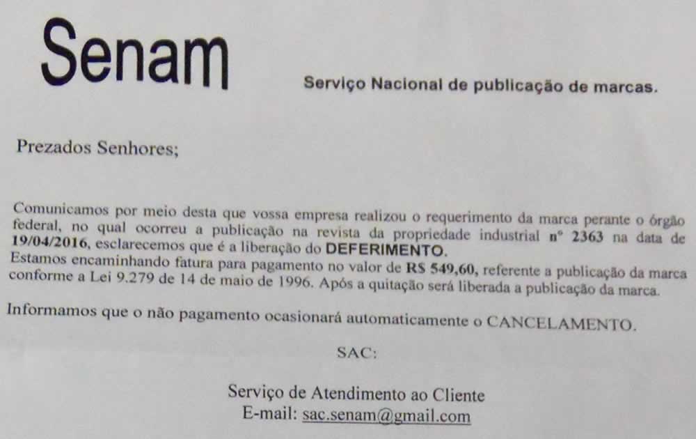 Boleto da Senam : Não pague ! É GOLPE !