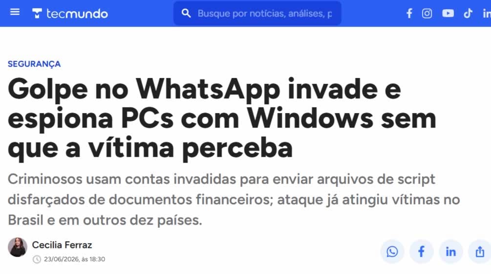 Golpe no WhatsApp: manchete pode induzir ao erro_1