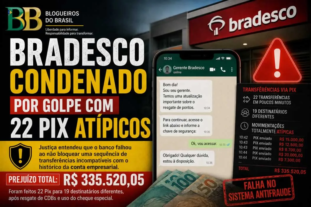 Bradesco é condenado após golpe gerar 22 Pix atípicos