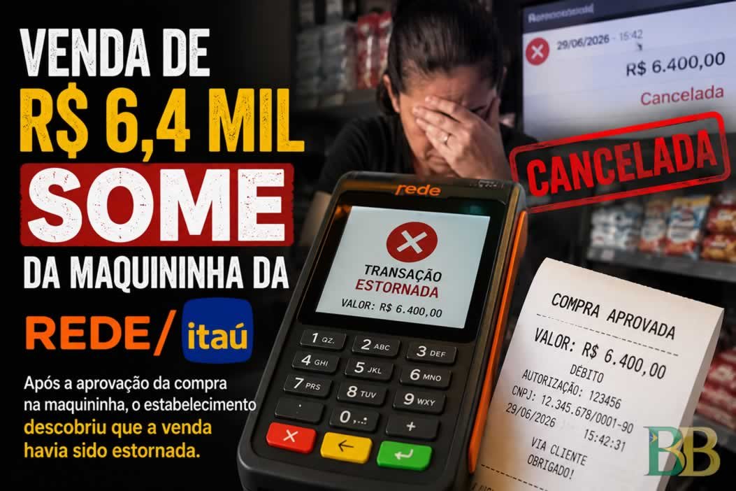 Venda de R$ 6,4 mil some da maquininha da Rede/Itaú