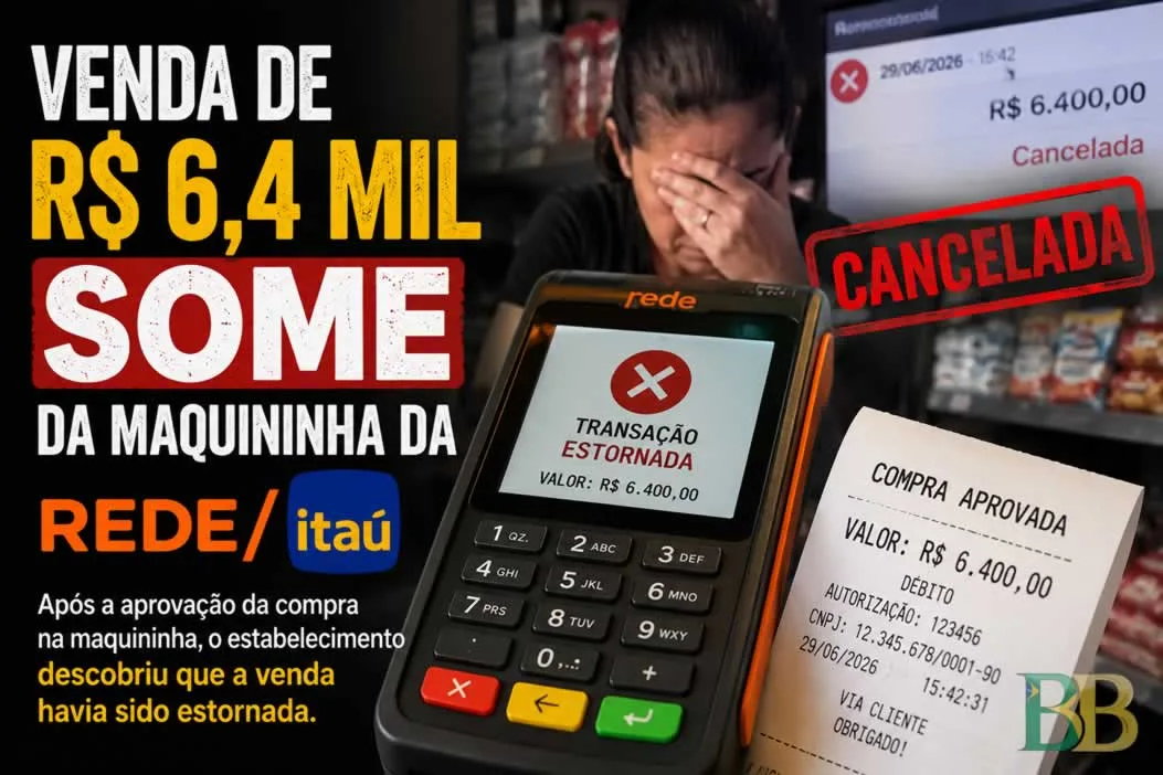 Venda de R$ 6,4 mil some da maquininha da Rede/Itaú