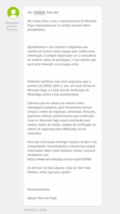 WhatsApp do Mercado Pago: golpe ou canal oficial_1