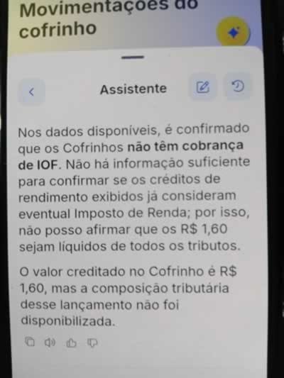 Cofrinho Mercado Pago: mensagem da IA do app